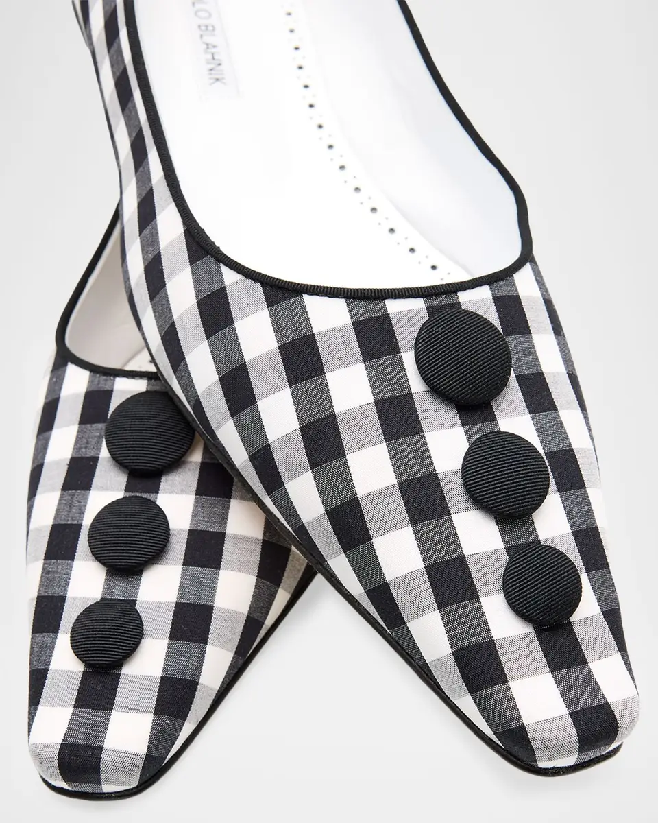 Manolo Blahnik Alexa Gingham Cotton Ballerina Flats | Thumbnail 5