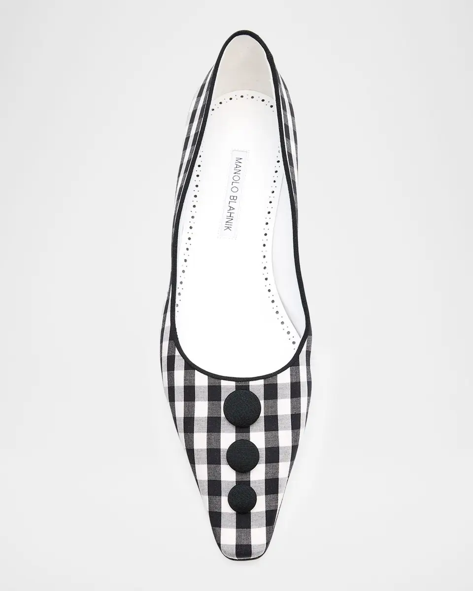 Manolo Blahnik Alexa Gingham Cotton Ballerina Flats | Thumbnail 6