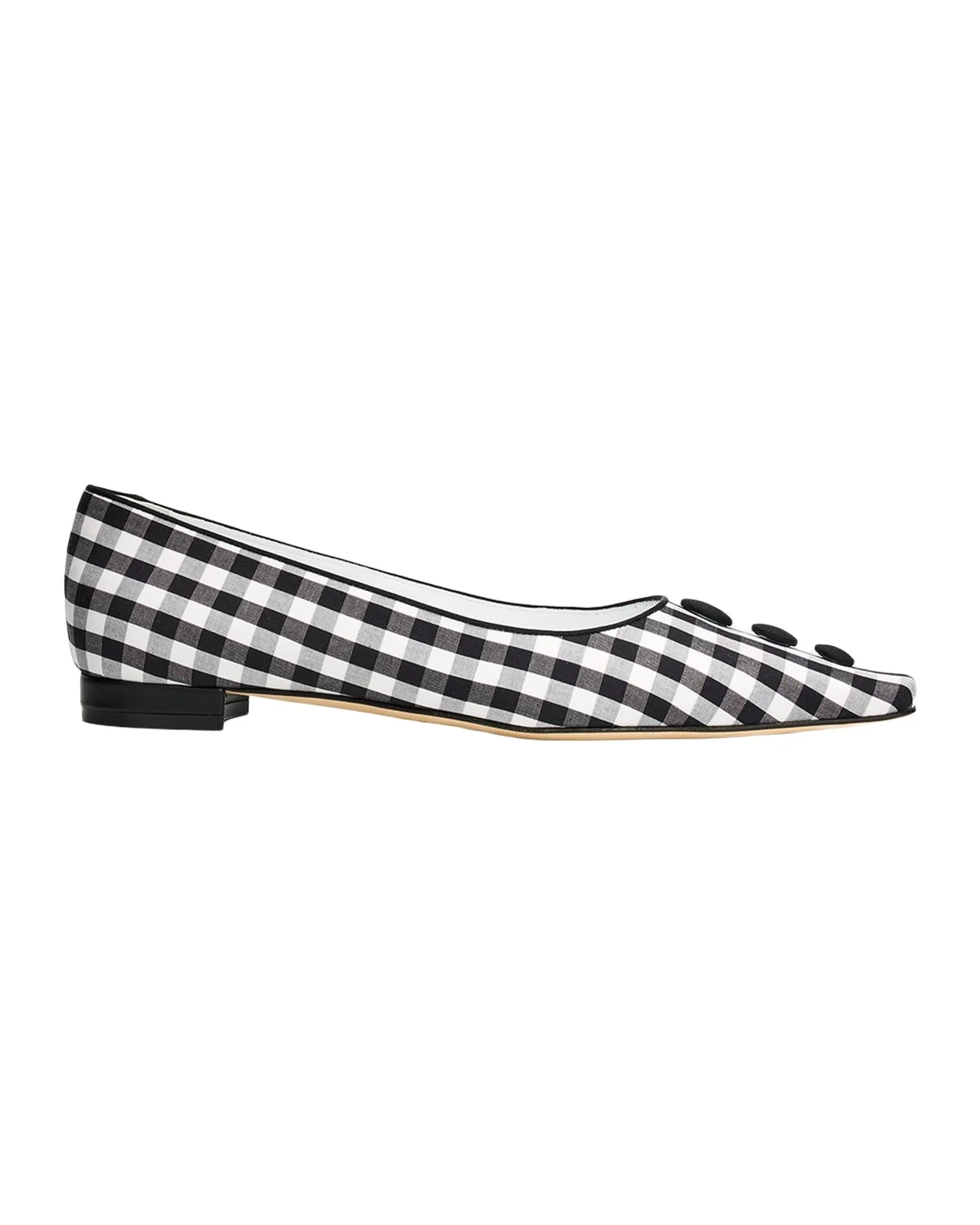 Manolo Blahnik Alexa Gingham Cotton Ballerina Flats