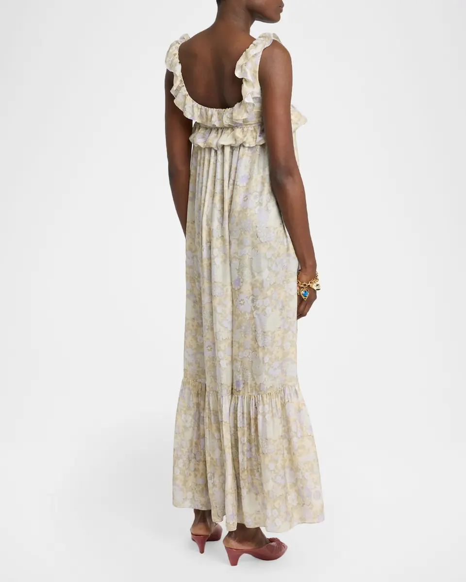 Chloé Painted Flowers Silk Maxi Dress | Thumbnail 2