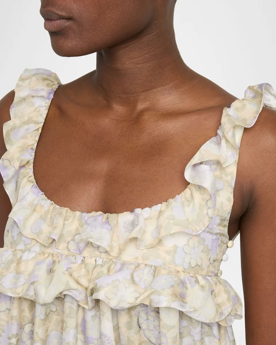 Chloé Painted Flowers Silk Maxi Dress | Thumbnail 4