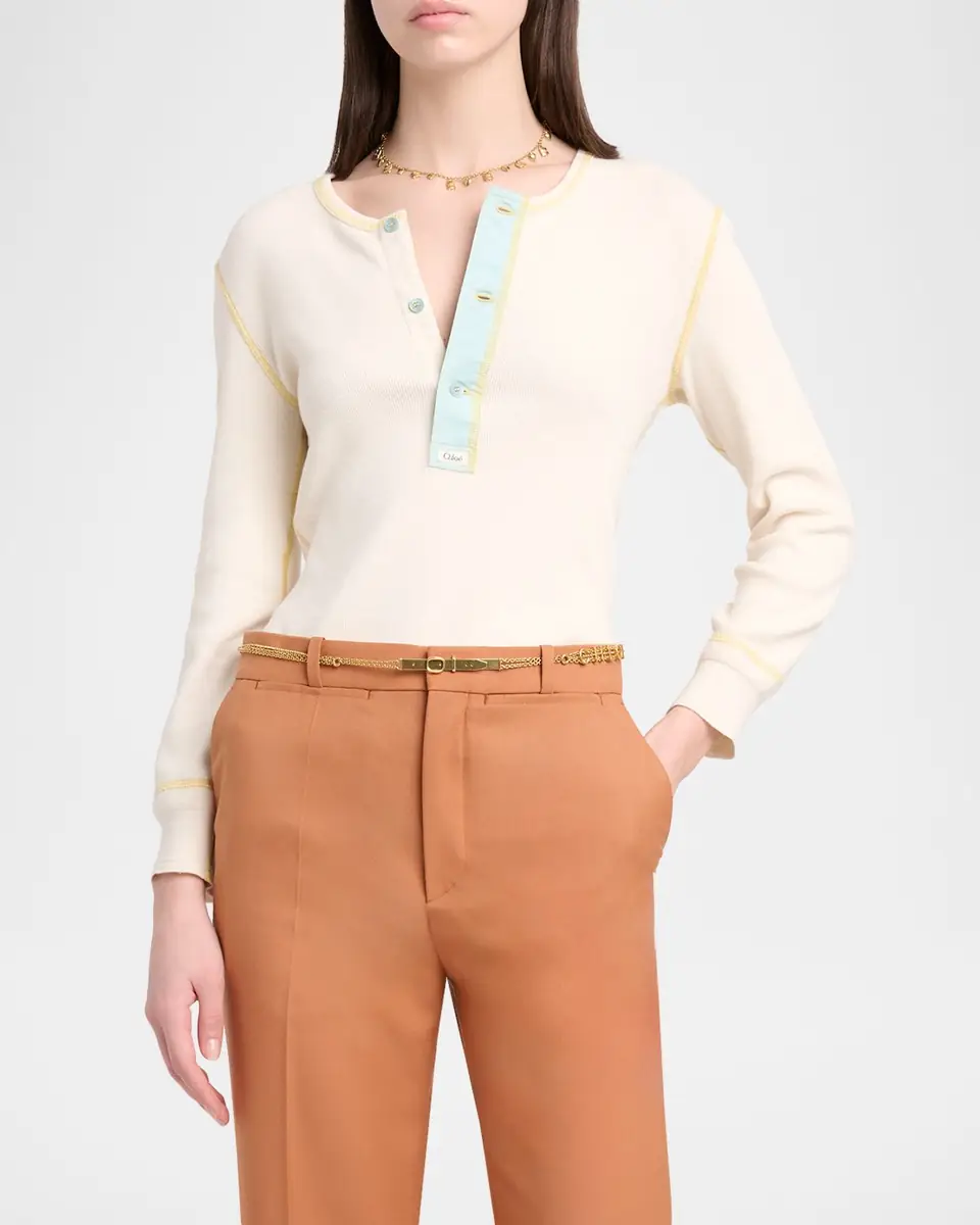 Chloé Ribbed Cotton Jersey Top | Thumbnail 3