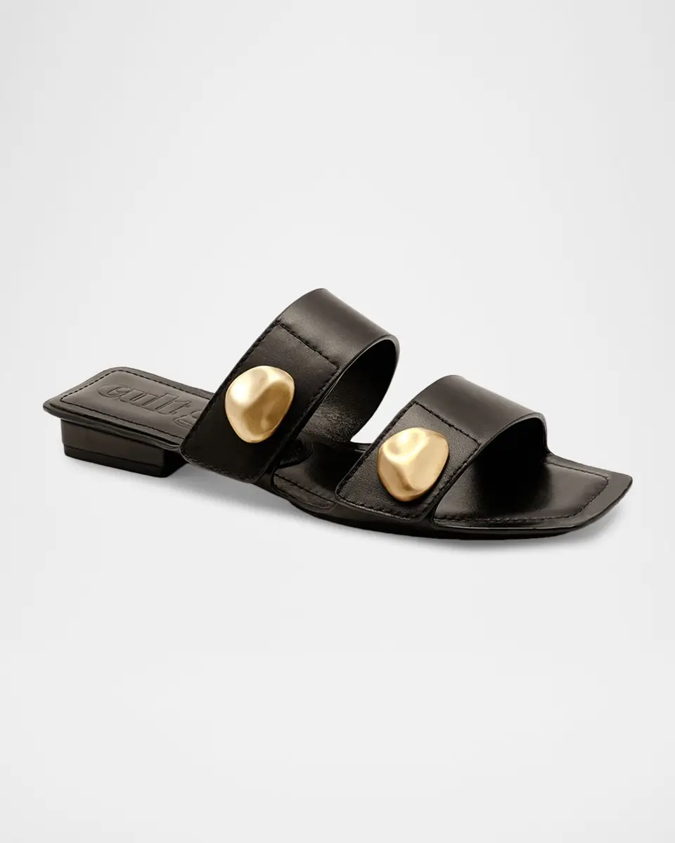 Cult Gaia Ezra Leather Flat Slide Sandals | Thumbnail 2 Cult Gaia Ezra Leather Flat Slide Sandals | Thumbnail 2
