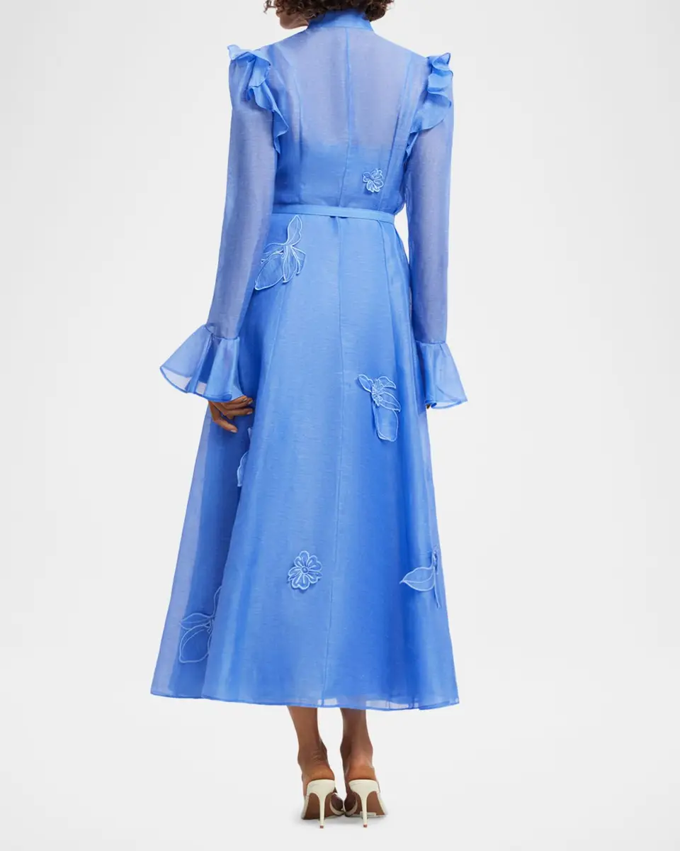 LEO LIN Katrina Applique Butterfly-Sleeve Belted Midi Dress | Thumbnail 3 LEO LIN Katrina Applique Butterfly-Sleeve Belted Midi Dress | Thumbnail 3