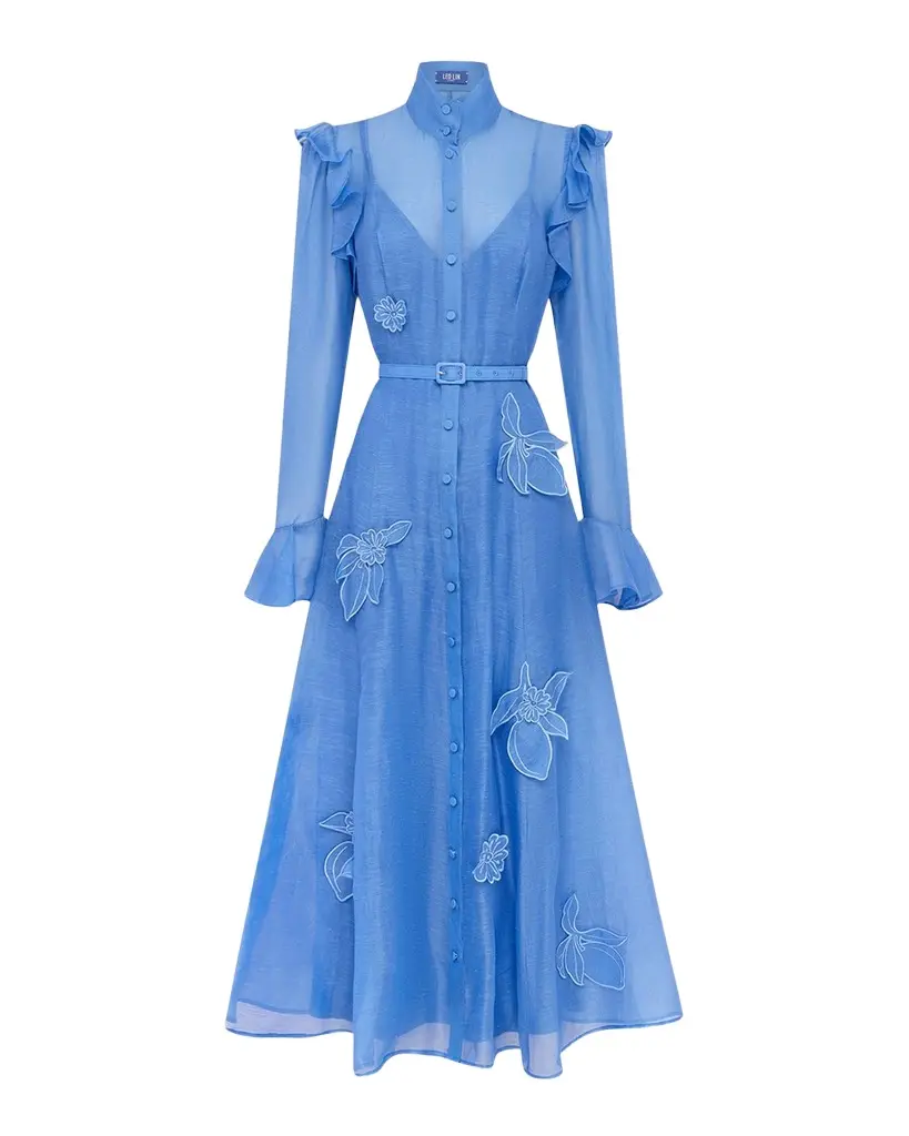 LEO LIN Katrina Applique Butterfly-Sleeve Belted Midi Dress | Image 1 LEO LIN Katrina Applique Butterfly-Sleeve Belted Midi Dress | Image 1