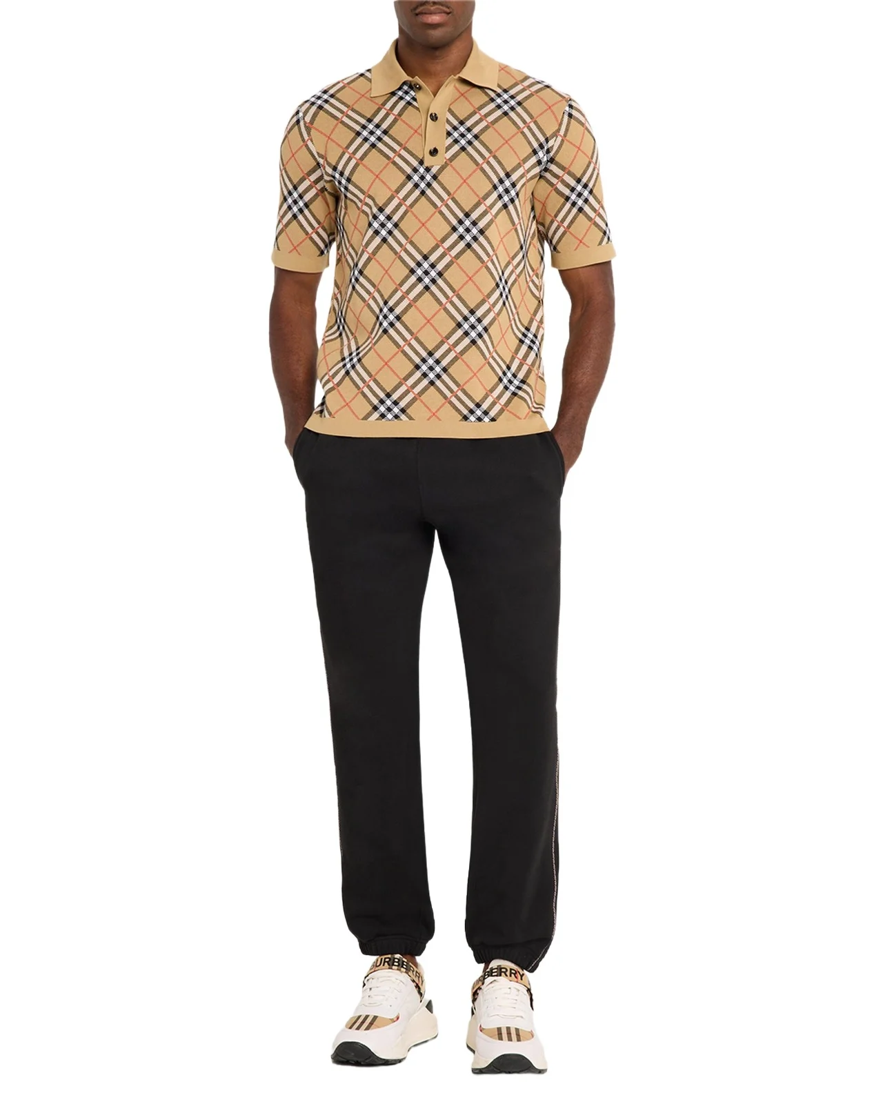 Men's Side Check-Piping Cotton Sweatpants Men's Side Check-Piping Cotton Sweatpants