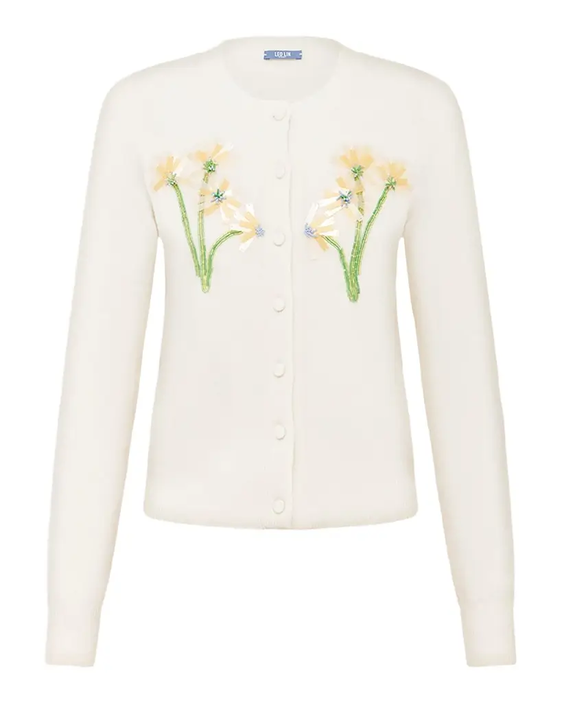 LEO LIN Claire Floral Beaded Cardigan | Image 1 LEO LIN Claire Floral Beaded Cardigan | Image 1