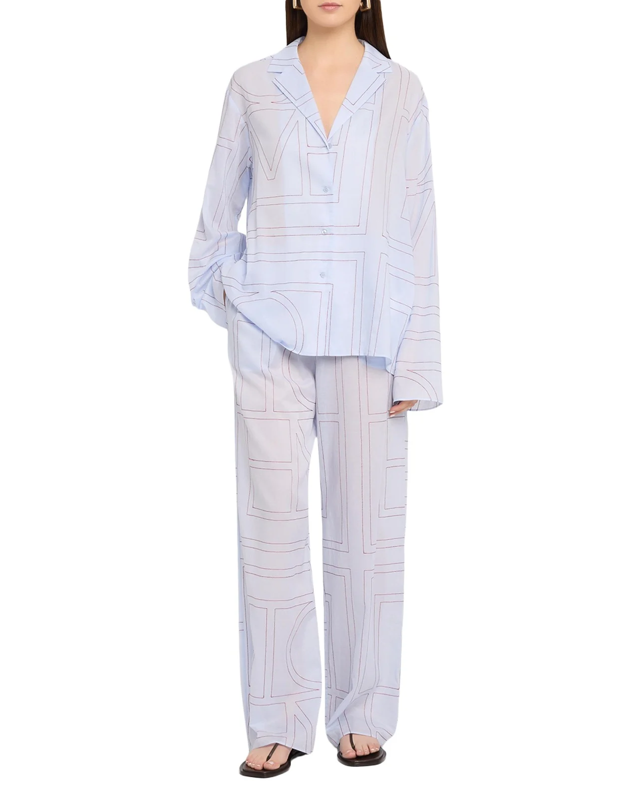 TOTEME Monogram Cotton Voile Pajama Top