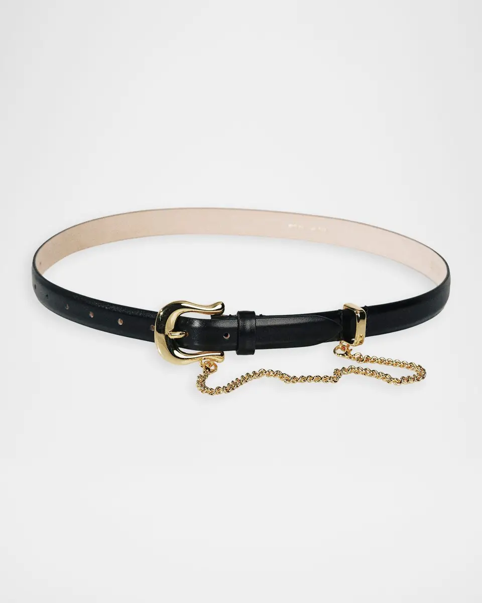 Déhanche Luzia Chain-Embellished Leather Belt | Thumbnail 2