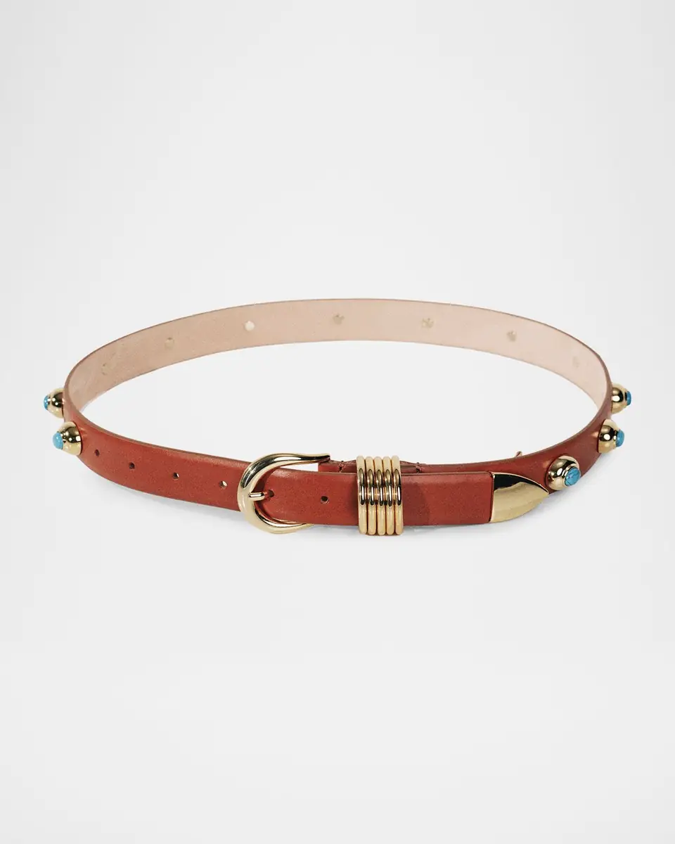 Déhanche Hollyhock Stone Tiger's Eye & 24K Gold-Plated Leather Belt | Thumbnail 2 Déhanche Hollyhock Stone Tiger's Eye & 24K Gold-Plated Leather Belt | Thumbnail 2