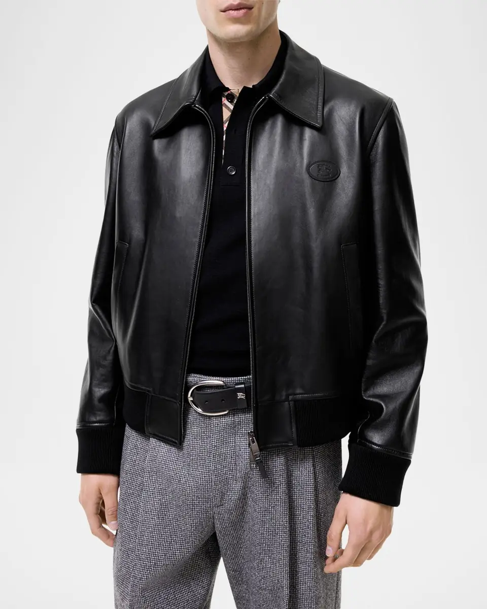 Burberry Men's Bloomsbury EKD Full-Zip Leather Jacket | Thumbnail 2