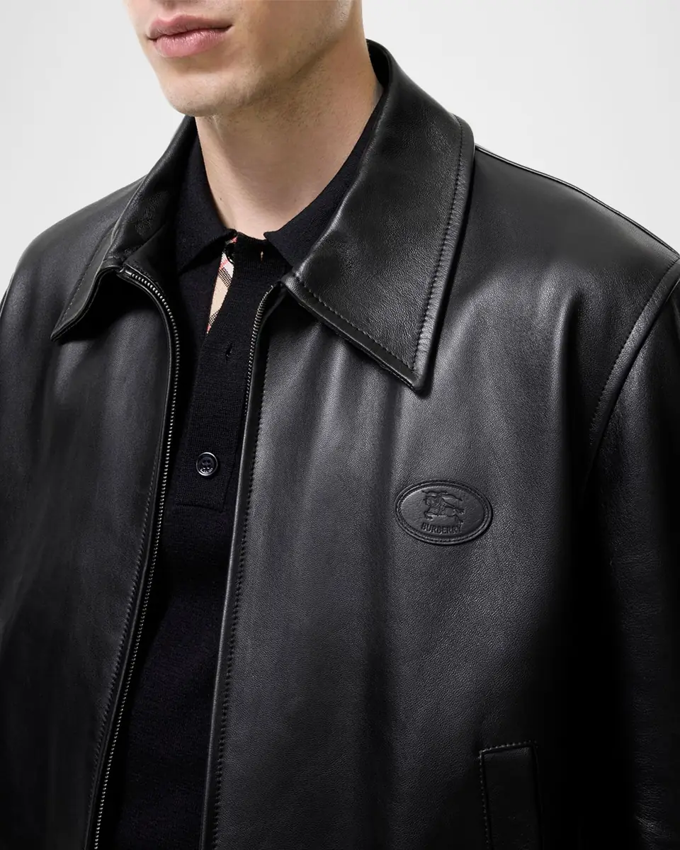 Burberry Men's Bloomsbury EKD Full-Zip Leather Jacket | Thumbnail 3