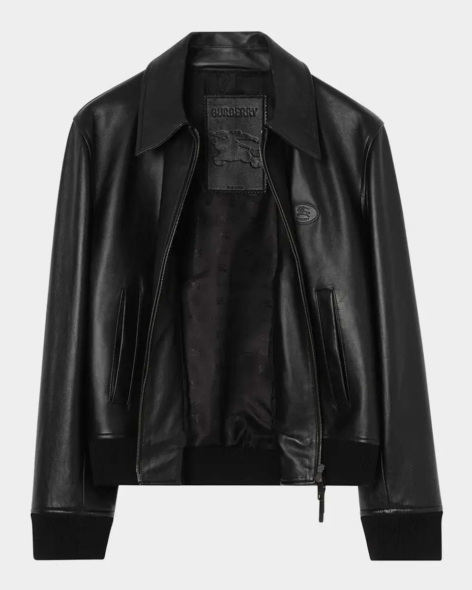 Burberry Men's Bloomsbury EKD Full-Zip Leather Jacket | Thumbnail 4