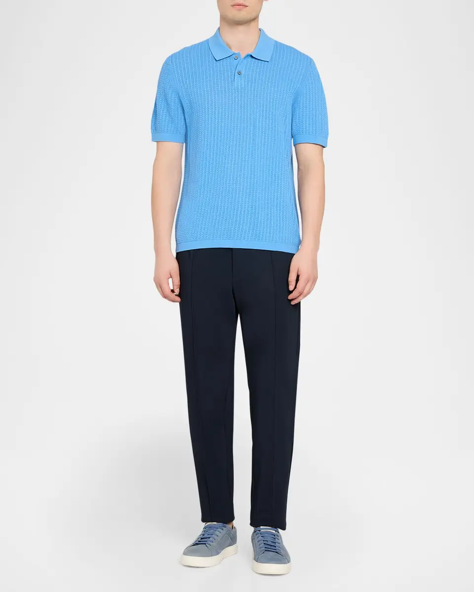 Theory Men's Cotton Cable Knit Polo Shirt | Thumbnail 2 Theory Men's Cotton Cable Knit Polo Shirt | Thumbnail 2