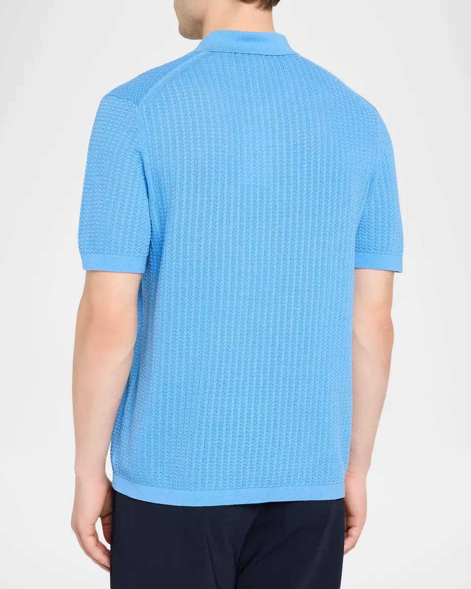 Theory Men's Cotton Cable Knit Polo Shirt | Thumbnail 3 Theory Men's Cotton Cable Knit Polo Shirt | Thumbnail 3