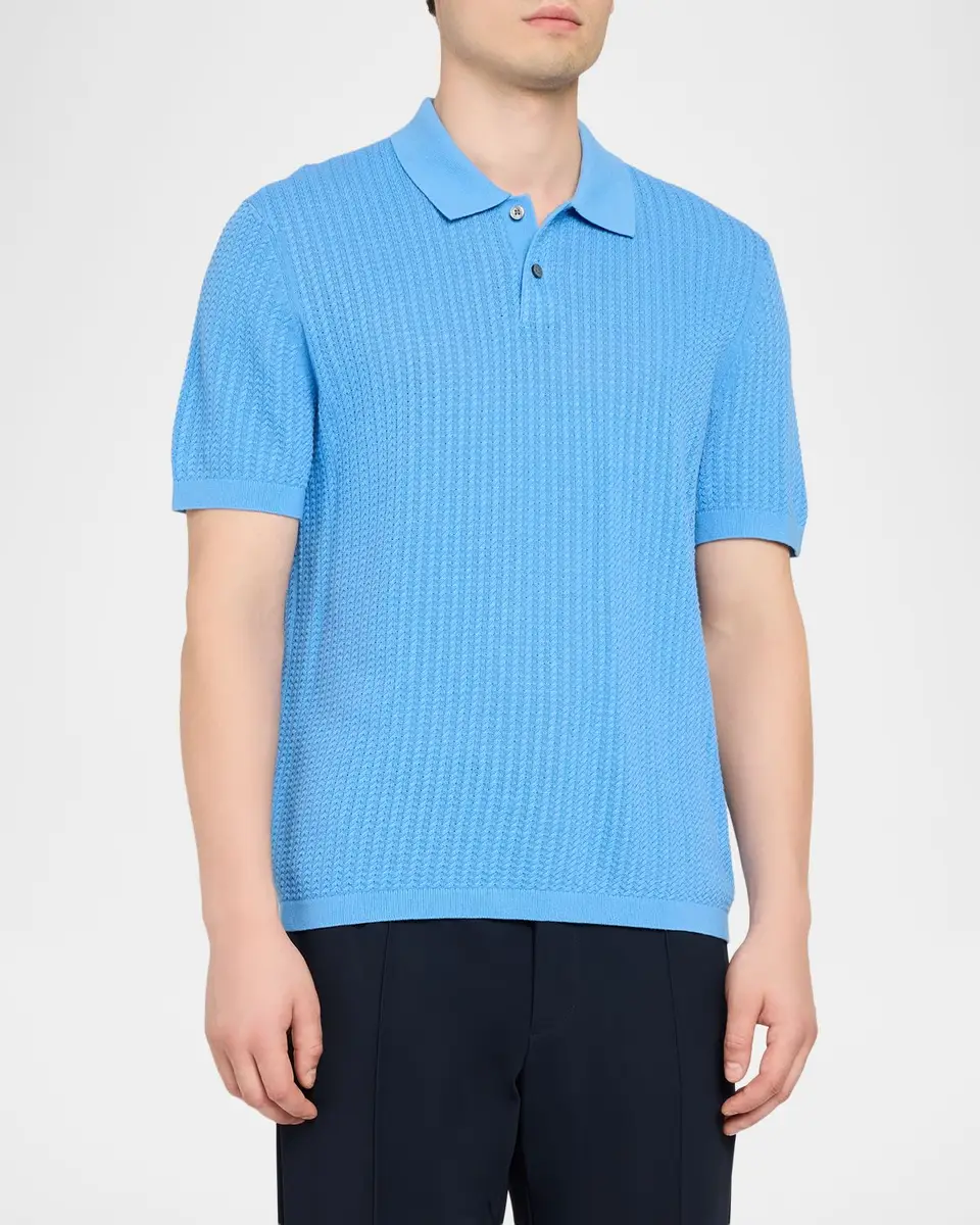 Theory Men's Cotton Cable Knit Polo Shirt | Thumbnail 4 Theory Men's Cotton Cable Knit Polo Shirt | Thumbnail 4
