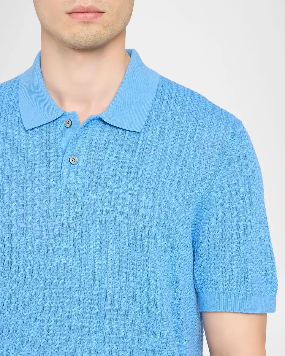 Theory Men's Cotton Cable Knit Polo Shirt | Thumbnail 5 Theory Men's Cotton Cable Knit Polo Shirt | Thumbnail 5