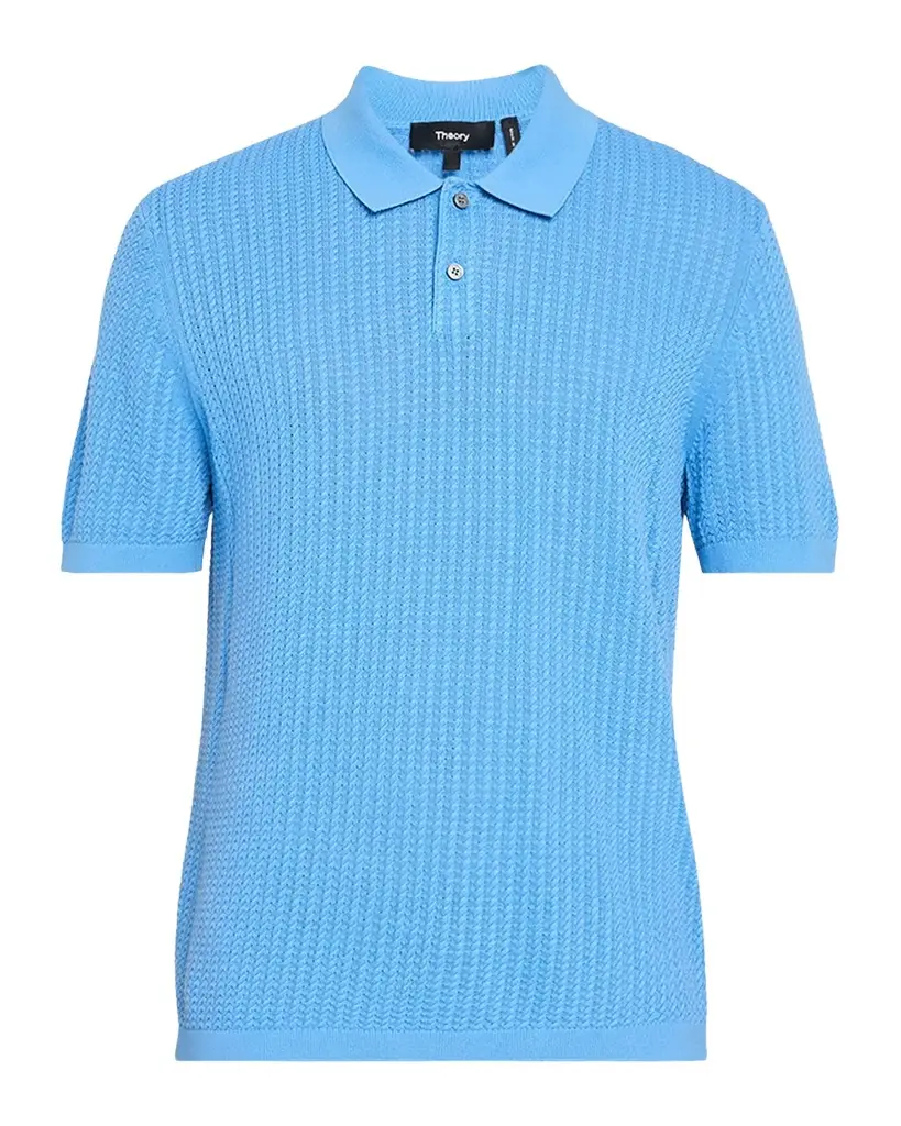 Theory Men's Cotton Cable Knit Polo Shirt | Image 1 Theory Men's Cotton Cable Knit Polo Shirt | Image 1