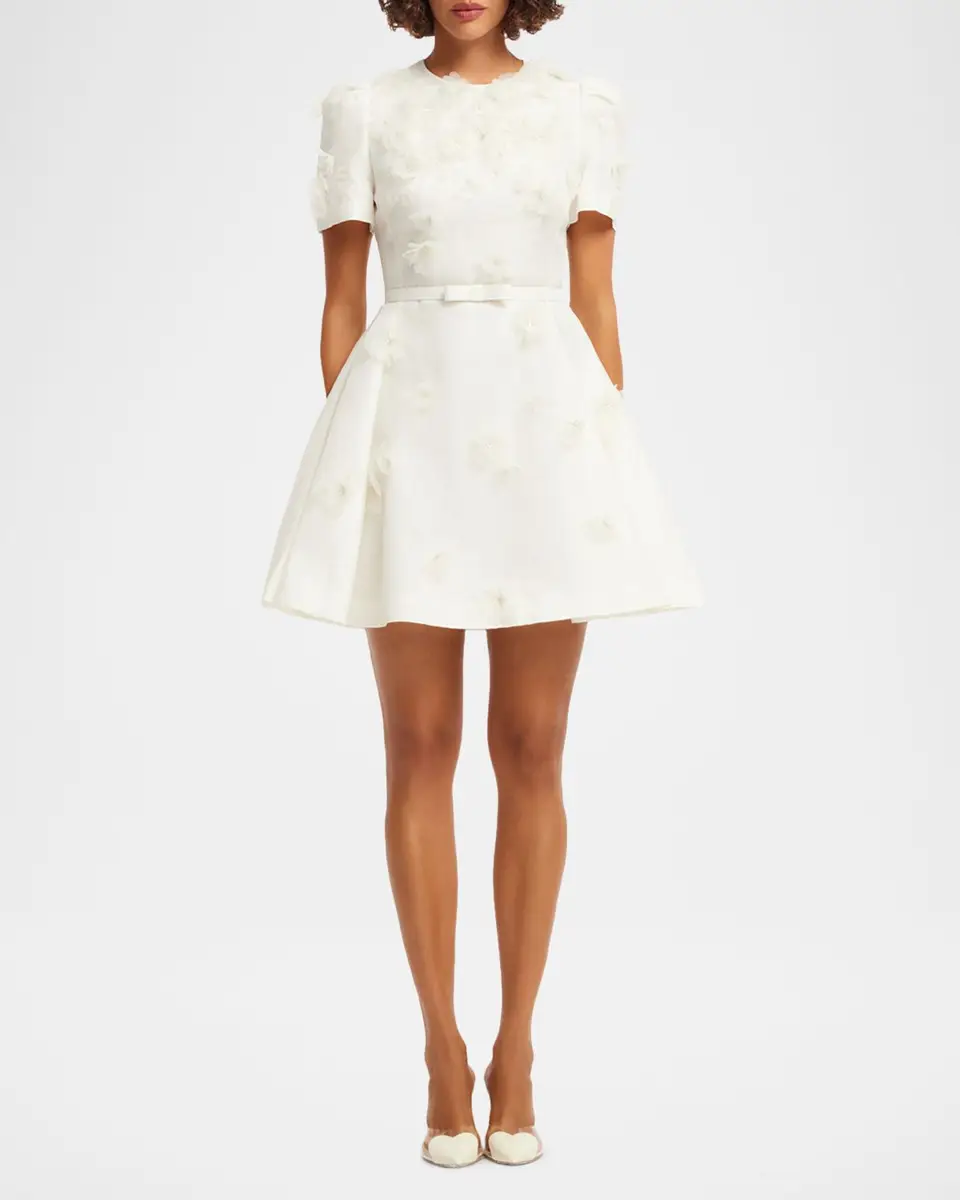 LEO LIN Elyse Petal Embroidered Belted Mini Dress | Thumbnail 2 LEO LIN Elyse Petal Embroidered Belted Mini Dress | Thumbnail 2