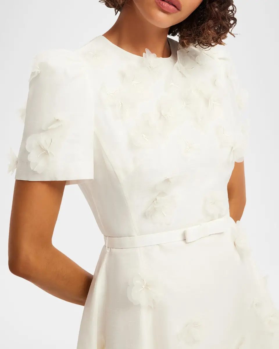 LEO LIN Elyse Petal Embroidered Belted Mini Dress | Thumbnail 5 LEO LIN Elyse Petal Embroidered Belted Mini Dress | Thumbnail 5