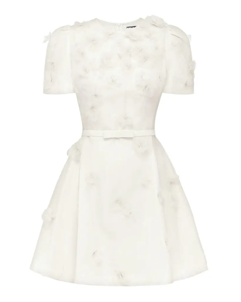 LEO LIN Elyse Petal Embroidered Belted Mini Dress | Image 1 LEO LIN Elyse Petal Embroidered Belted Mini Dress | Image 1