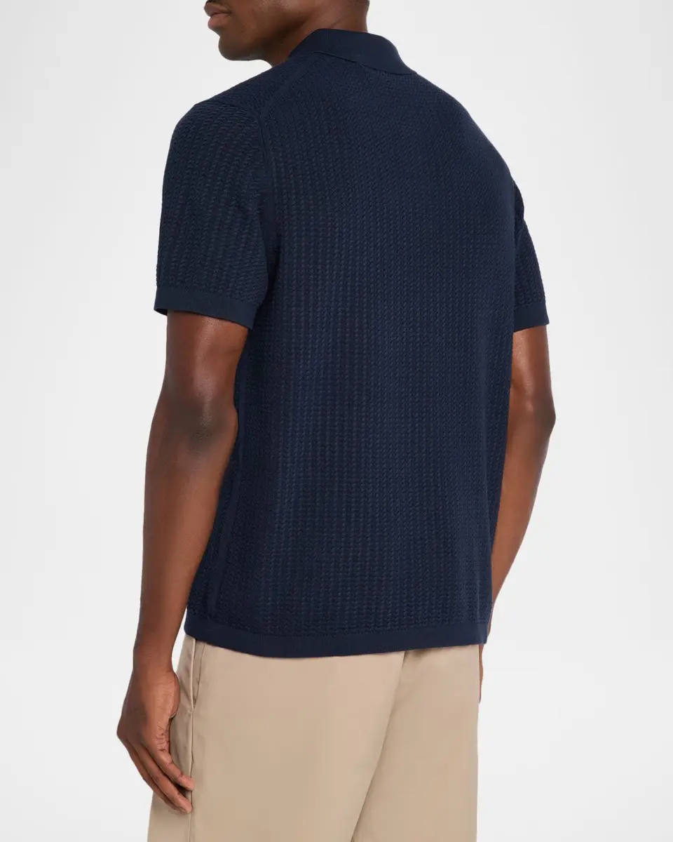 Theory Men's Cotton Cable Knit Polo Shirt | Thumbnail 3 Theory Men's Cotton Cable Knit Polo Shirt | Thumbnail 3
