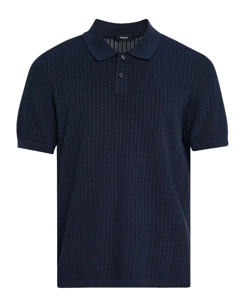 Theory Men's Cotton Cable Knit Polo Shirt | Image 1 Theory Men's Cotton Cable Knit Polo Shirt | Image 1