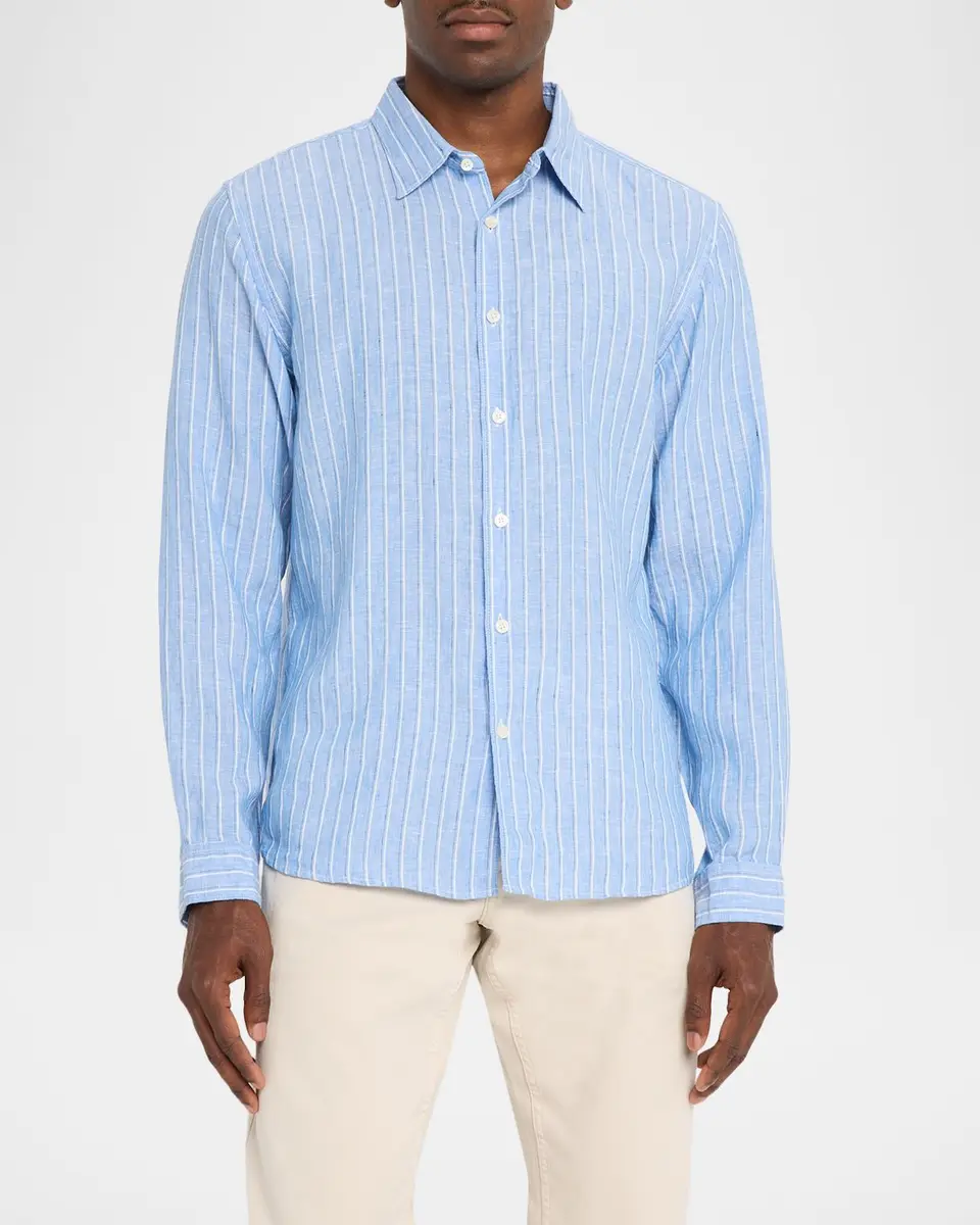 Theory Men's Irving Grid Check Linen Shirt | Thumbnail 4 Theory Men's Irving Grid Check Linen Shirt | Thumbnail 4