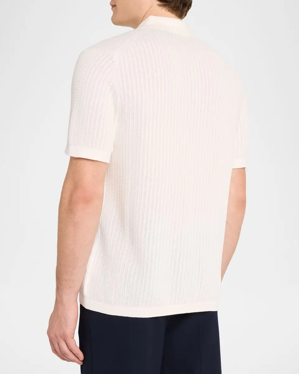Theory Men's Cotton Cable Knit Polo Shirt | Thumbnail 3 Theory Men's Cotton Cable Knit Polo Shirt | Thumbnail 3