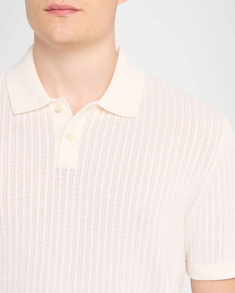 Theory Men's Cotton Cable Knit Polo Shirt | Thumbnail 5 Theory Men's Cotton Cable Knit Polo Shirt | Thumbnail 5