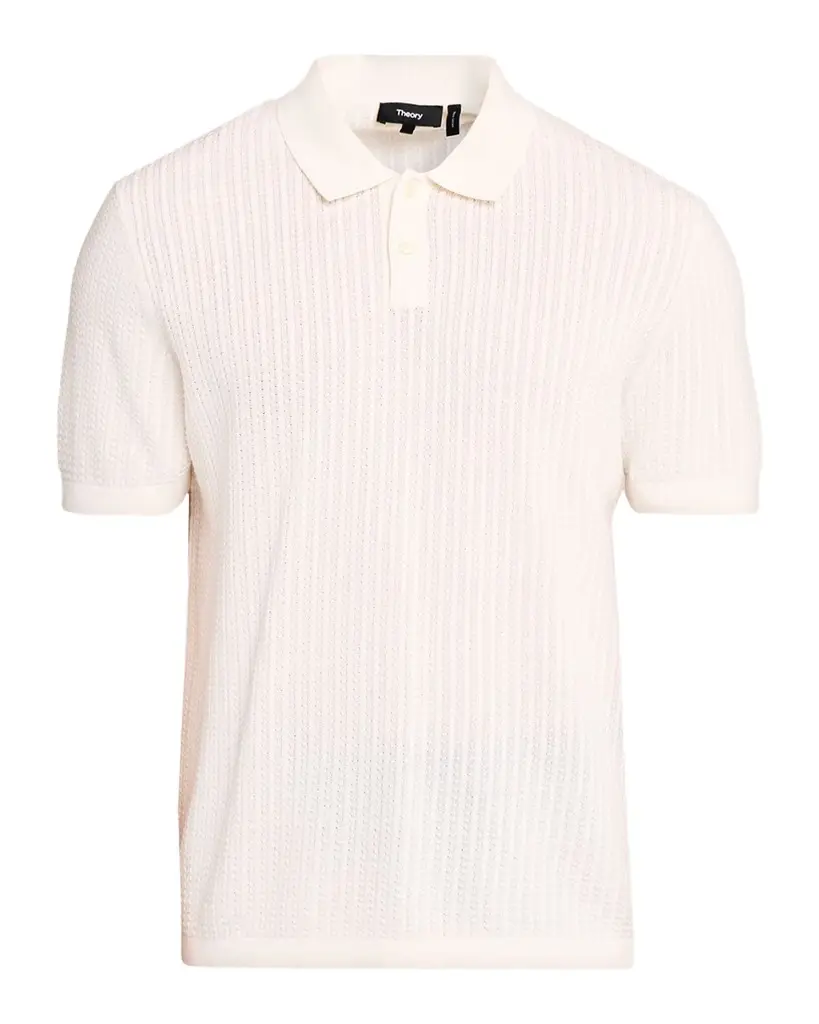 Theory Men's Cotton Cable Knit Polo Shirt | Image 1 Theory Men's Cotton Cable Knit Polo Shirt | Image 1