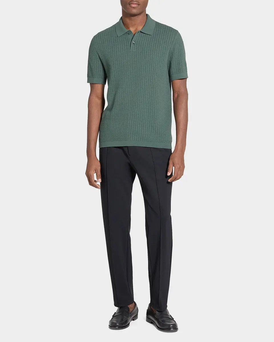 Theory Men's Cotton Cable Knit Polo Shirt | Thumbnail 2 Theory Men's Cotton Cable Knit Polo Shirt | Thumbnail 2