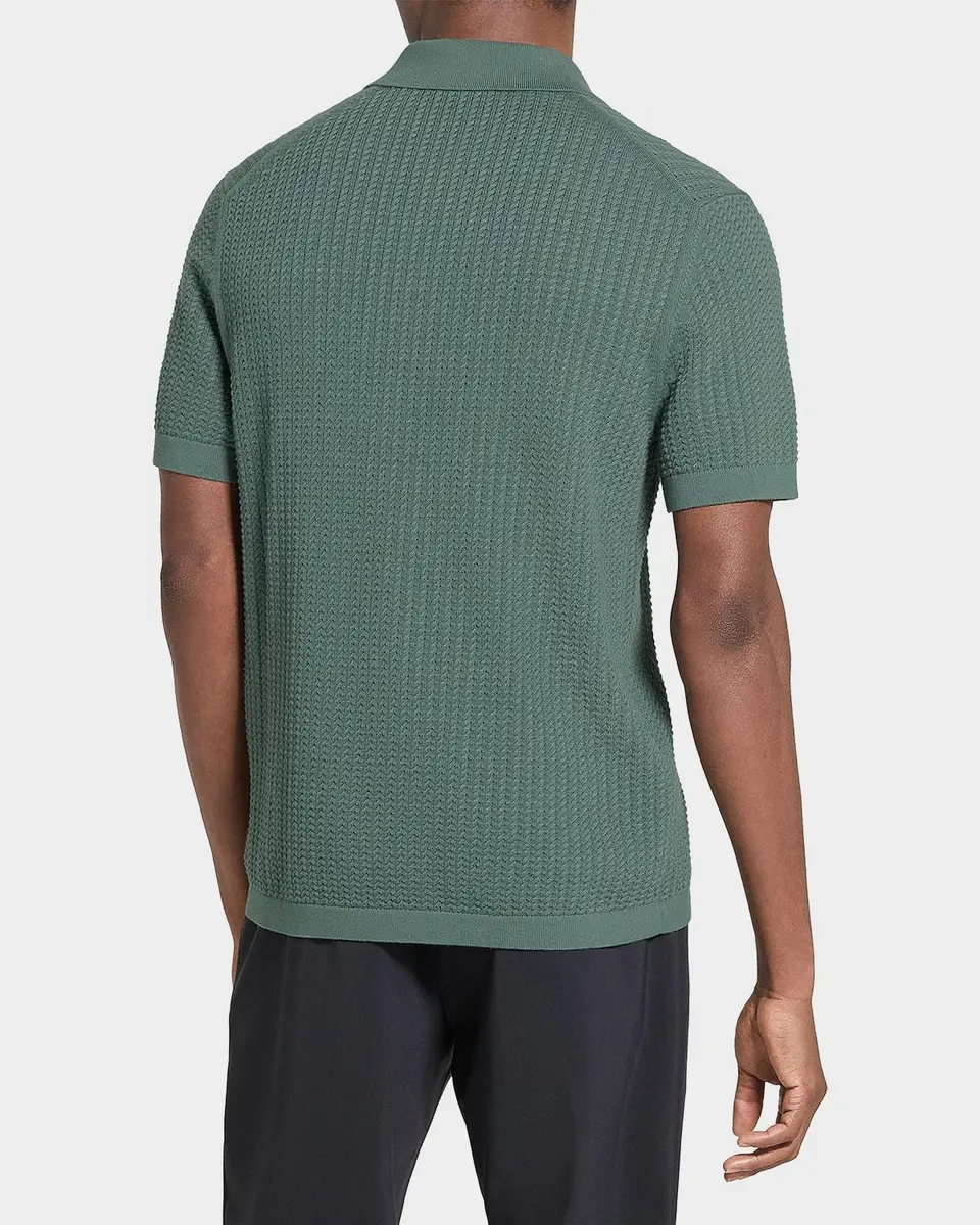 Theory Men's Cotton Cable Knit Polo Shirt | Thumbnail 3 Theory Men's Cotton Cable Knit Polo Shirt | Thumbnail 3