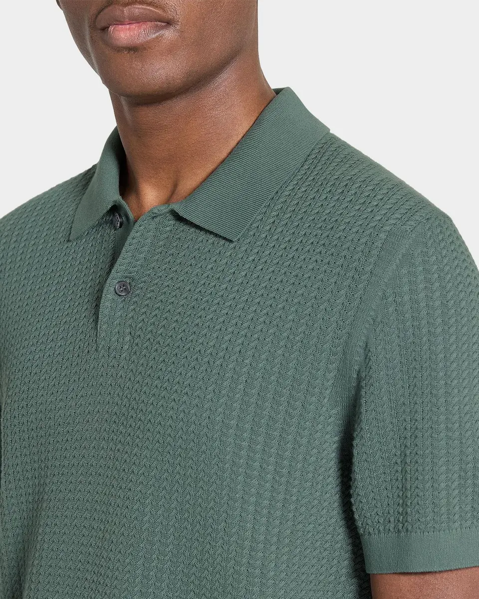 Theory Men's Cotton Cable Knit Polo Shirt | Thumbnail 5 Theory Men's Cotton Cable Knit Polo Shirt | Thumbnail 5
