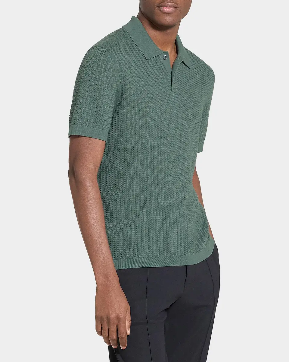 Theory Men's Cotton Cable Knit Polo Shirt | Thumbnail 6 Theory Men's Cotton Cable Knit Polo Shirt | Thumbnail 6