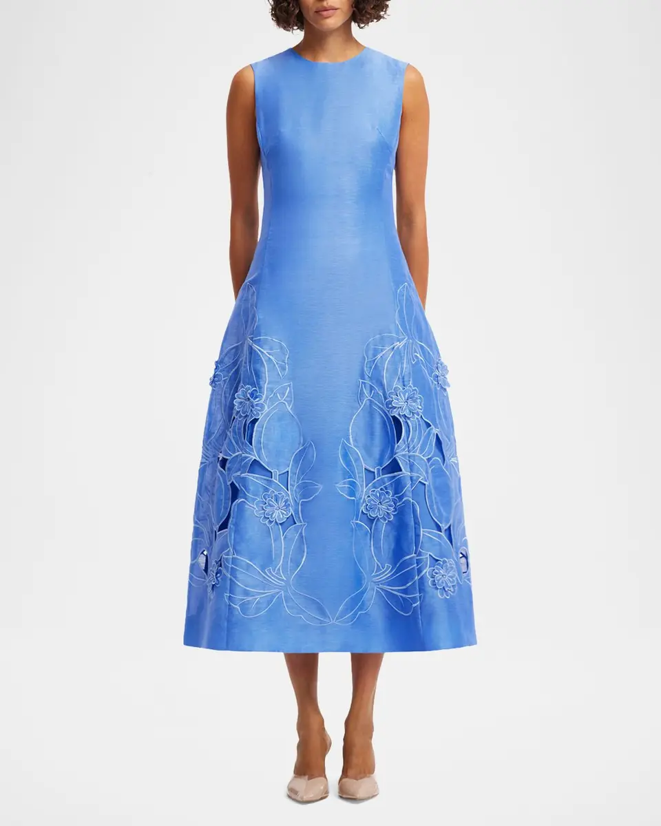 LEO LIN Cleo Floral Applique Sleeveless Midi Dress | Thumbnail 2 LEO LIN Cleo Floral Applique Sleeveless Midi Dress | Thumbnail 2