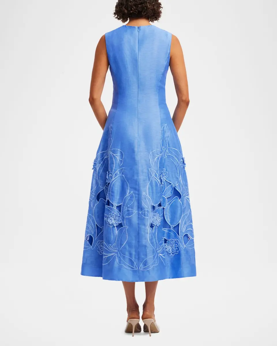 LEO LIN Cleo Floral Applique Sleeveless Midi Dress | Thumbnail 3 LEO LIN Cleo Floral Applique Sleeveless Midi Dress | Thumbnail 3