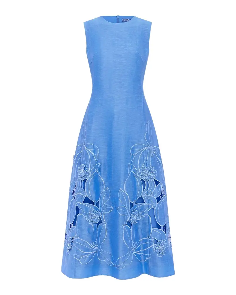 LEO LIN Cleo Floral Applique Sleeveless Midi Dress | Image 1 LEO LIN Cleo Floral Applique Sleeveless Midi Dress | Image 1