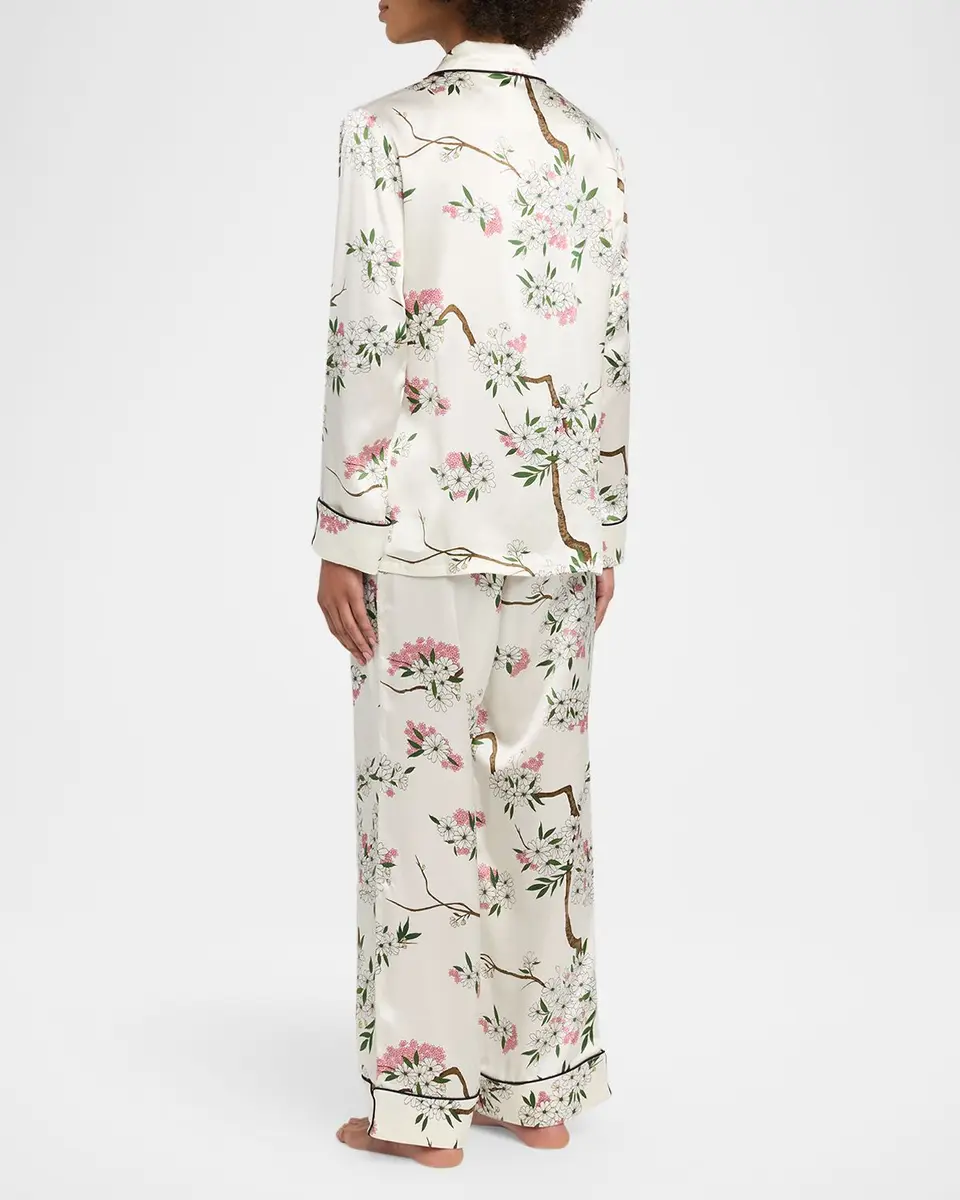 Olivia von Halle Lila Ana Blossom-Print Silk Satin Pajama Set | Thumbnail 3