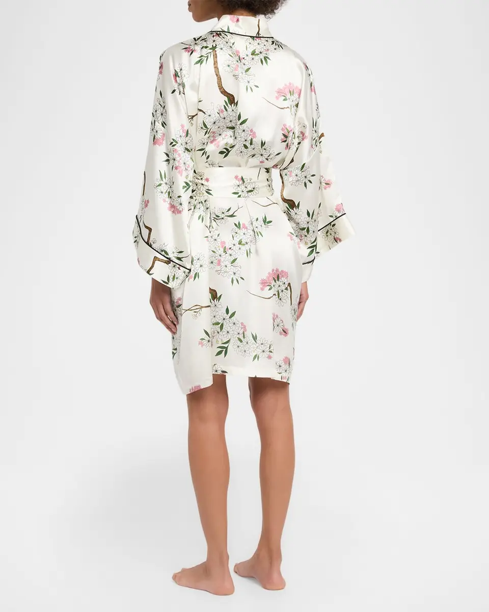 Olivia von Halle Mimi Ana Blossom-Print Silk Robe | Thumbnail 3