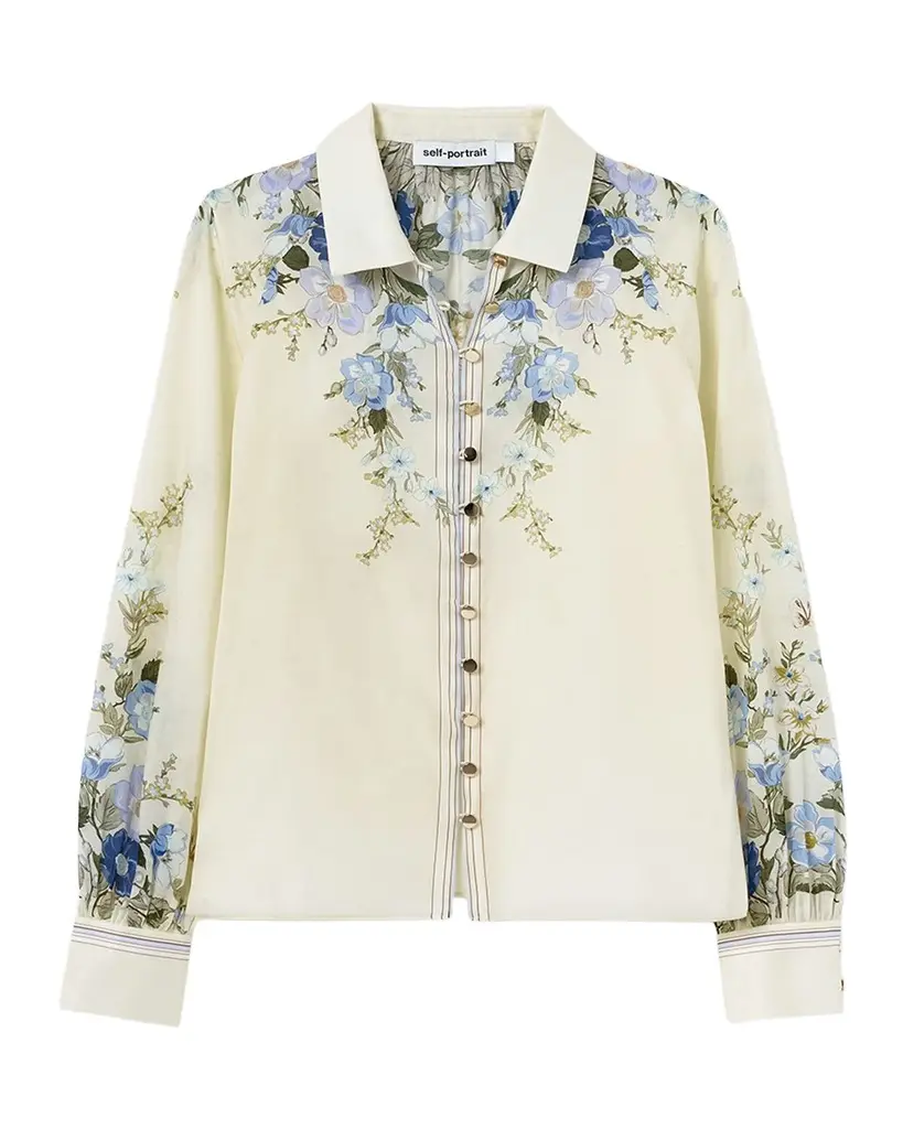 Self-Portrait Floral Organza Blouse | Image 1 Self-Portrait Floral Organza Blouse | Image 1