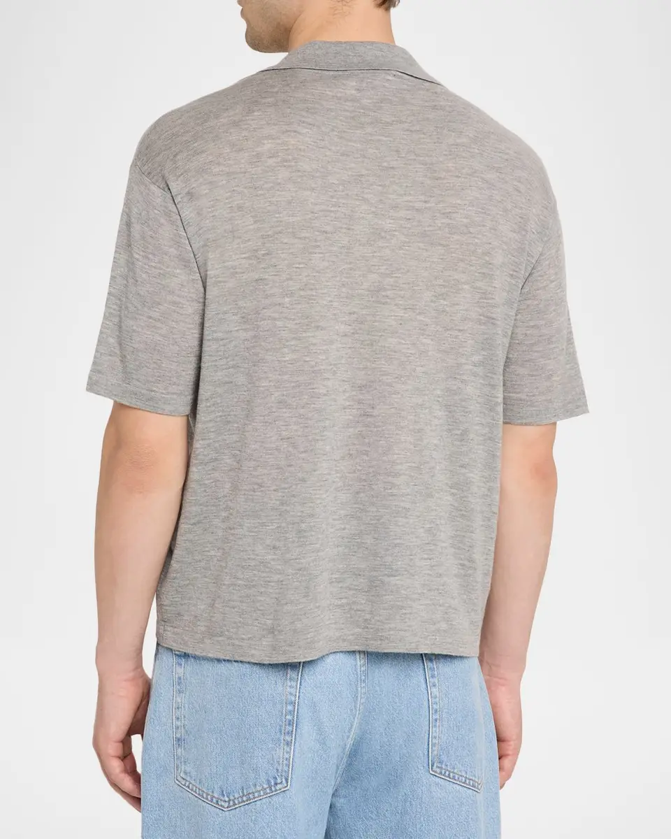 Frame Men's Wool and Cashmere Johnny Collar Short-Sleeve Polo Sweater | Thumbnail 3 Frame Men's Wool and Cashmere Johnny Collar Short-Sleeve Polo Sweater | Thumbnail 3