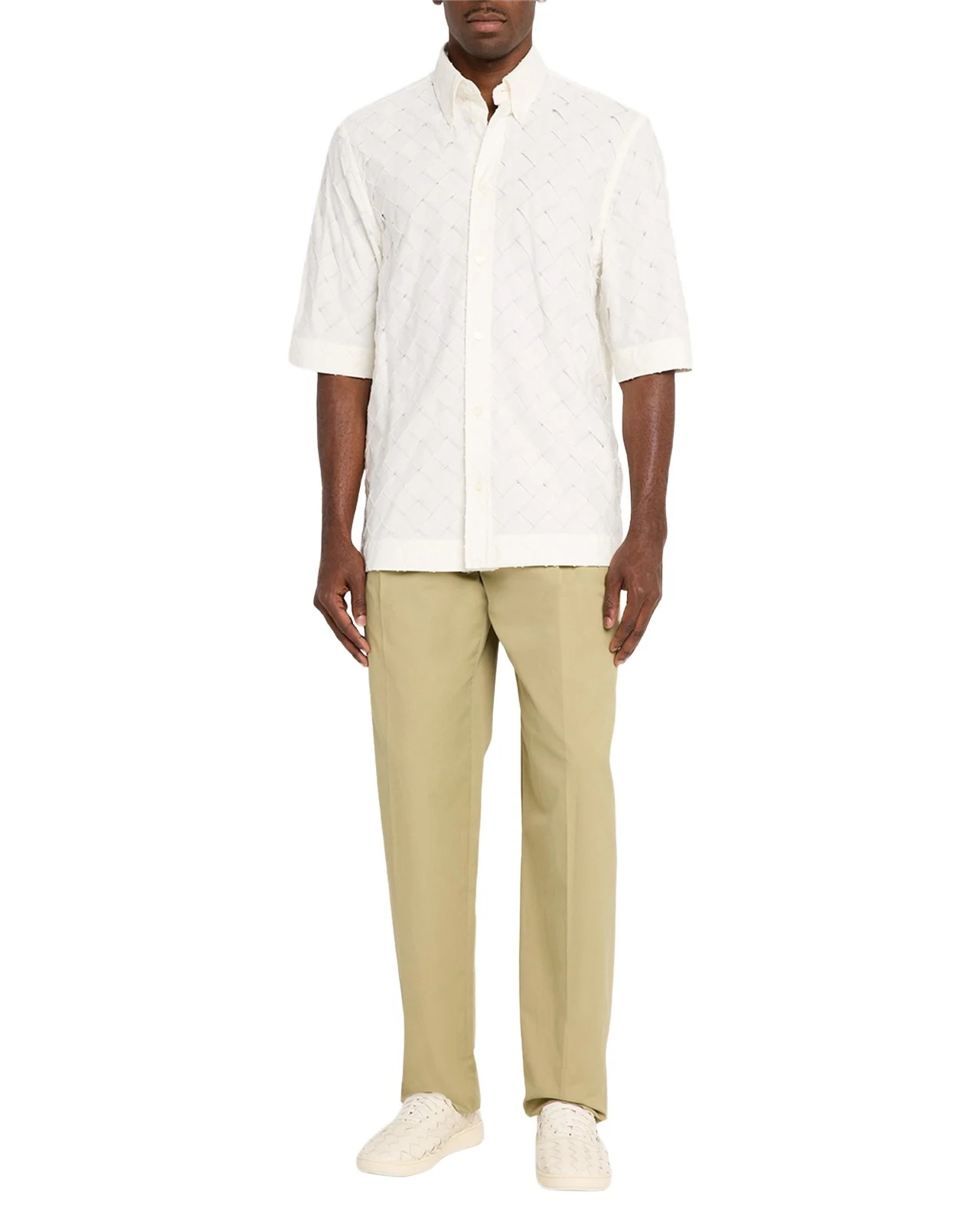 Men's Poplin Intrecciato Short-Sleeve Shirt Men's Poplin Intrecciato Short-Sleeve Shirt