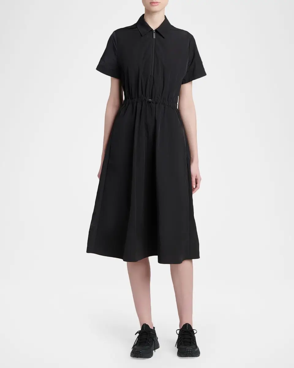 Moncler Short-Sleeve Nylon Midi Dress | Thumbnail 2