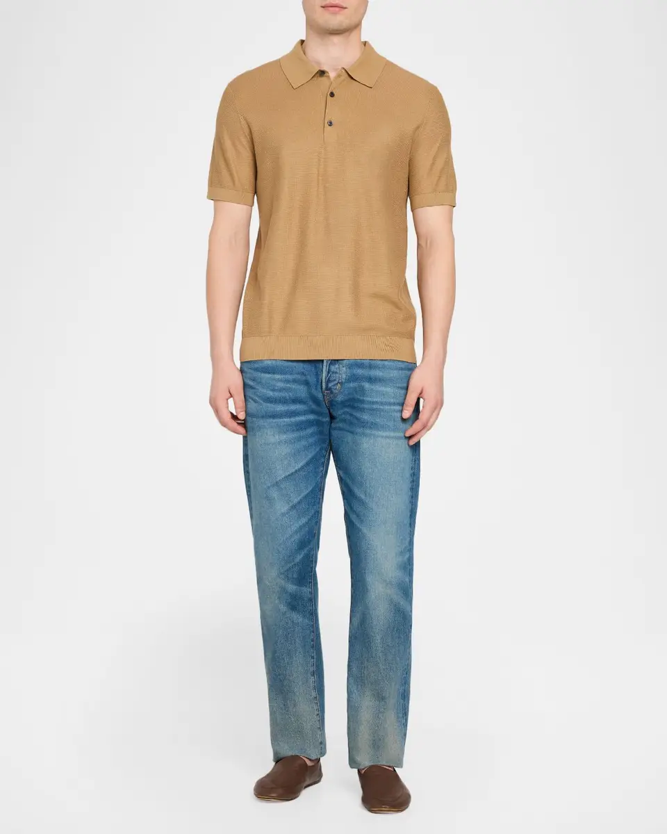 Theory Men's Silk-Cotton Polo Shirt | Thumbnail 2