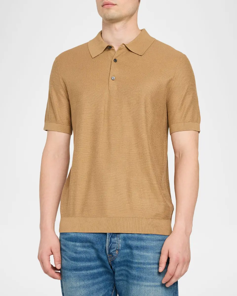 Theory Men's Silk-Cotton Polo Shirt | Thumbnail 4