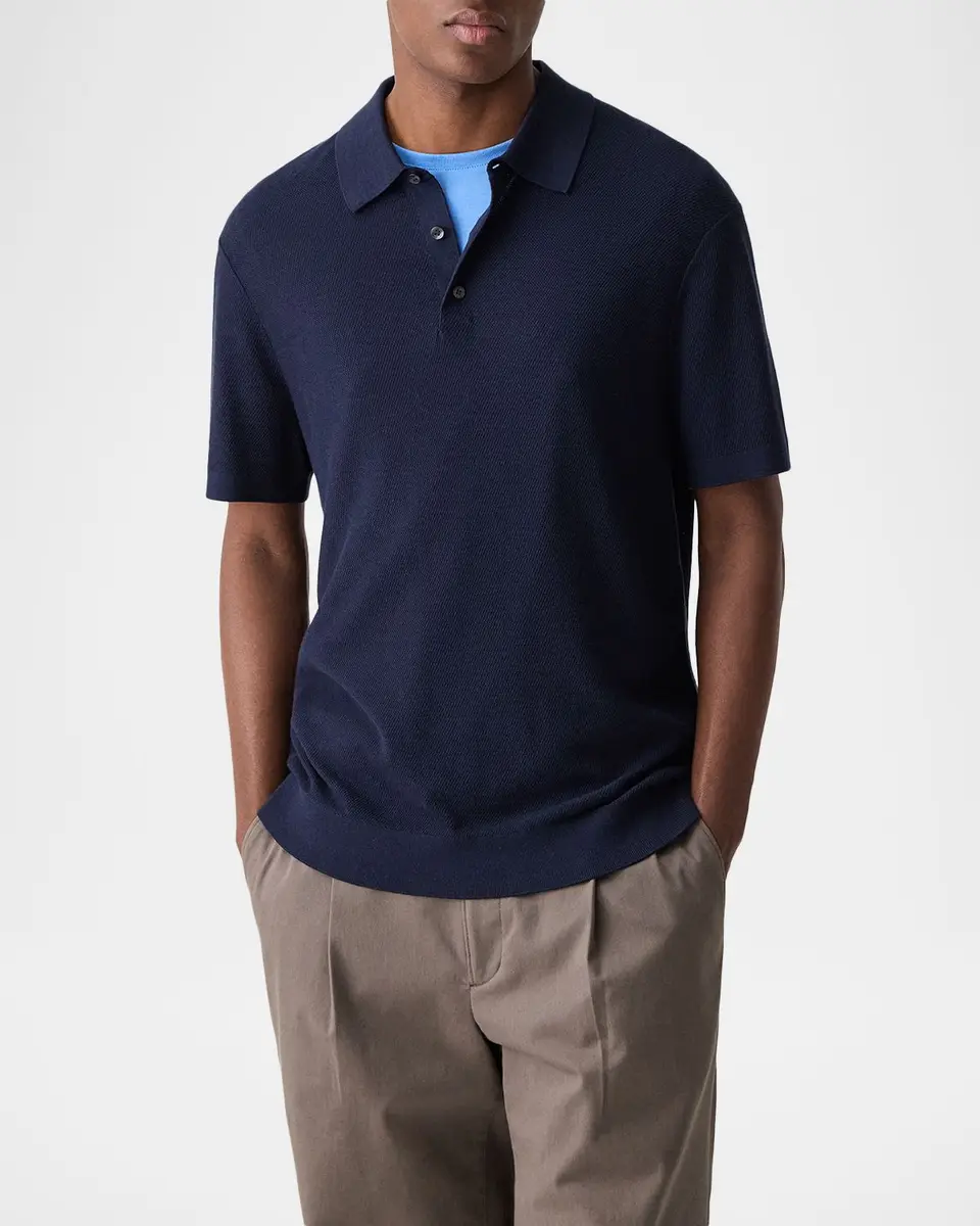 Theory Men's Silk-Cotton Polo Shirt | Thumbnail 4 Theory Men's Silk-Cotton Polo Shirt | Thumbnail 4