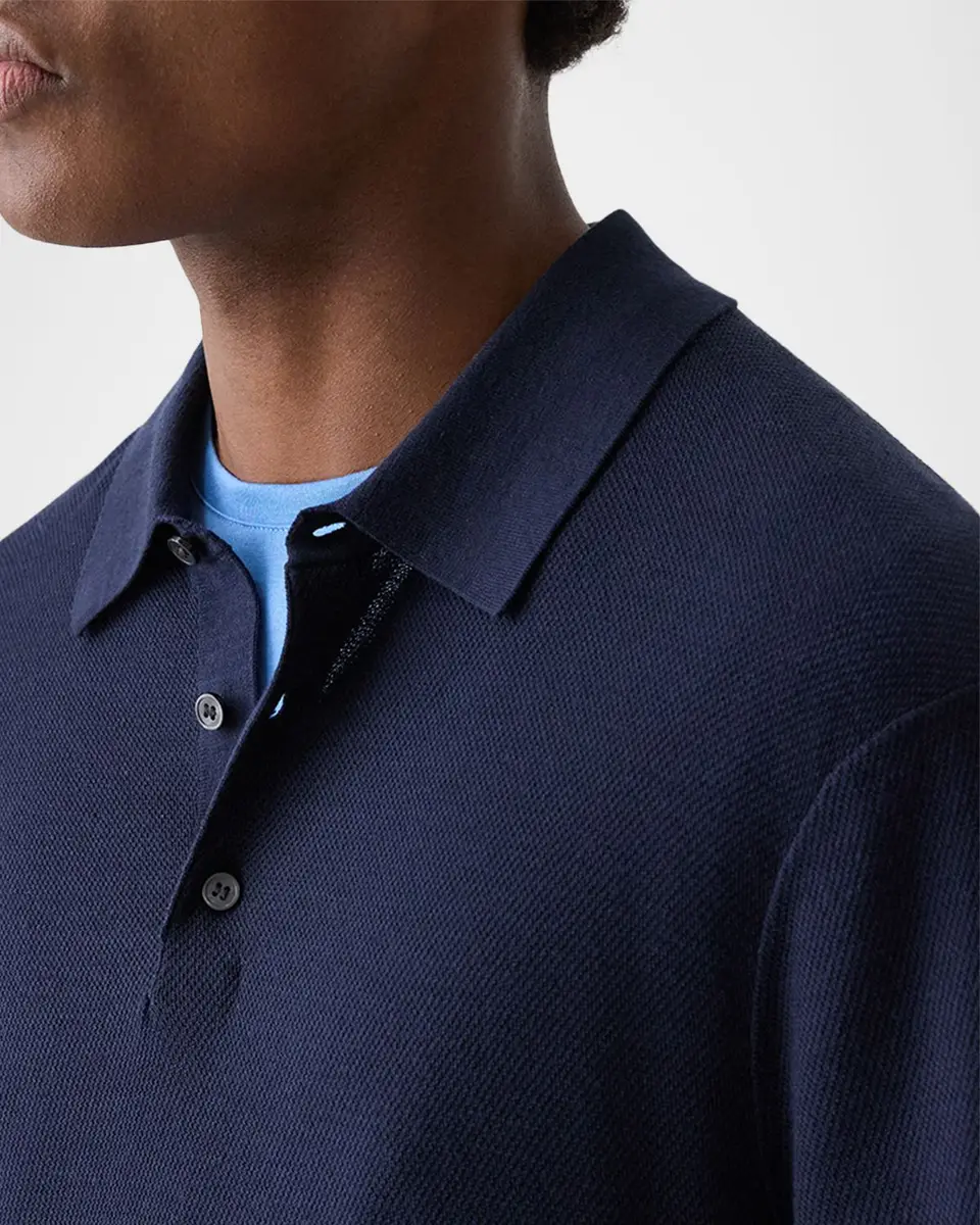 Theory Men's Silk-Cotton Polo Shirt | Thumbnail 5 Theory Men's Silk-Cotton Polo Shirt | Thumbnail 5