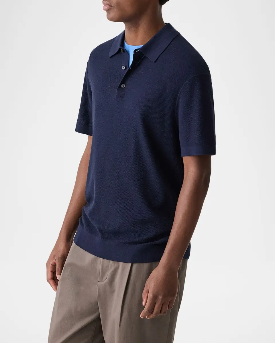 Theory Men's Silk-Cotton Polo Shirt | Thumbnail 6 Theory Men's Silk-Cotton Polo Shirt | Thumbnail 6