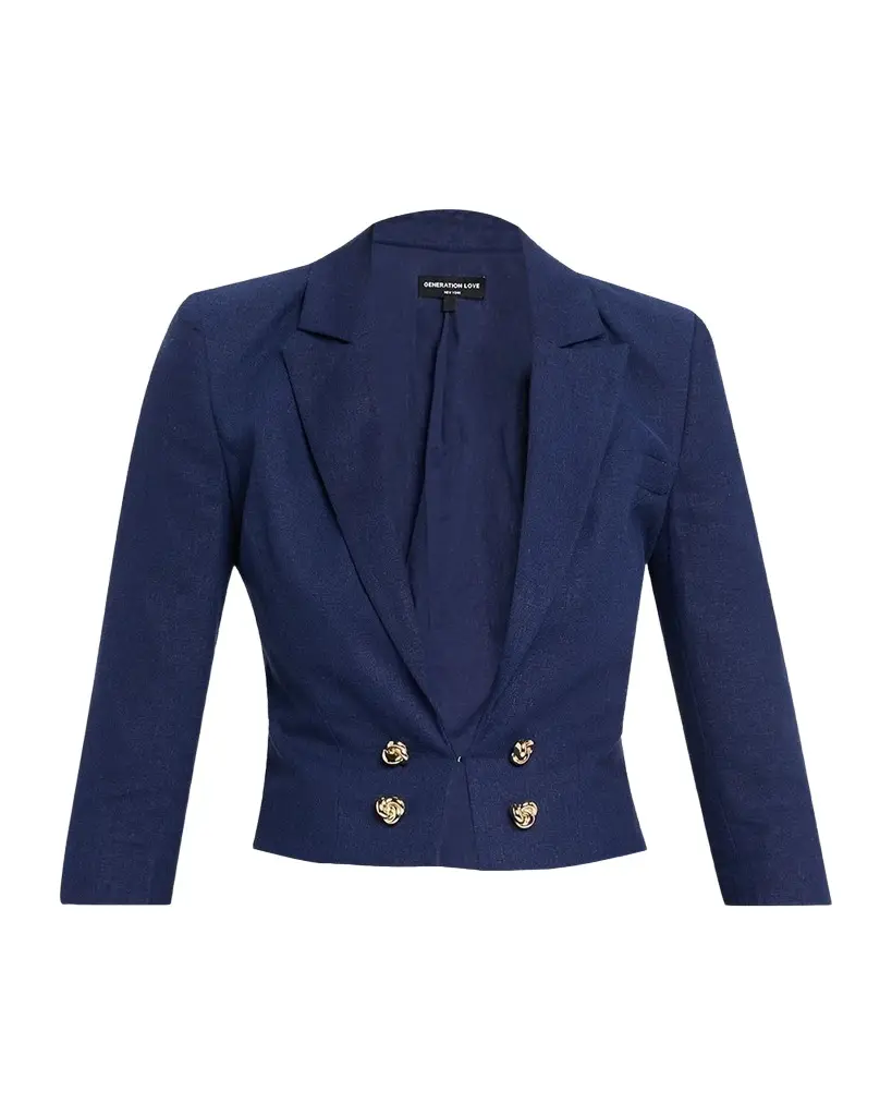 Generation Love Emmeline Cropped Linen Blazer | Image 1 Generation Love Emmeline Cropped Linen Blazer | Image 1